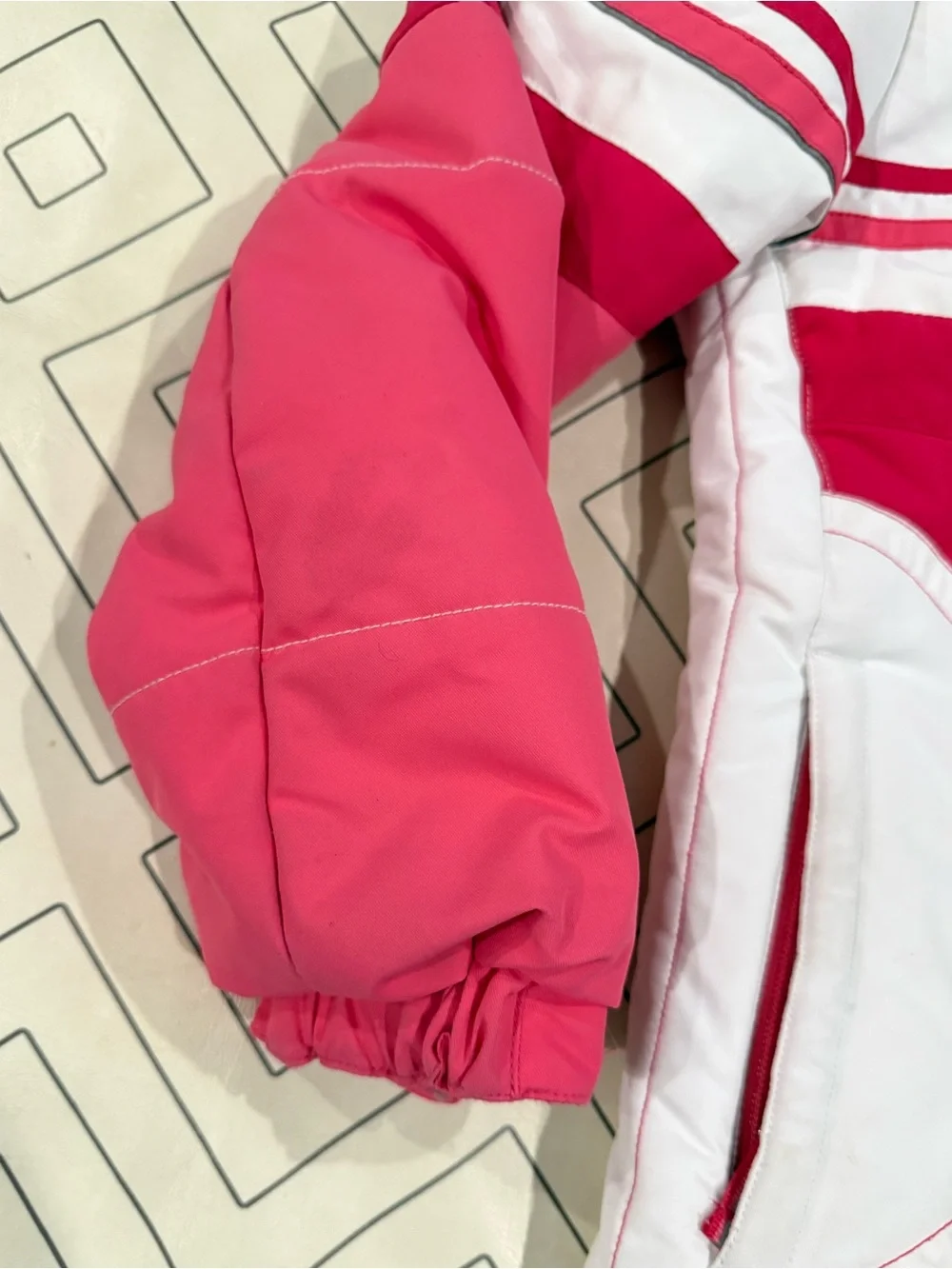 Obermeyer Pink and White Ski Puffer Jacket